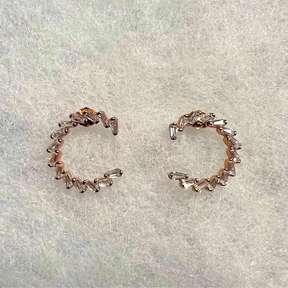 Cubic Zirconia and Rose Gold Hoop Earrings